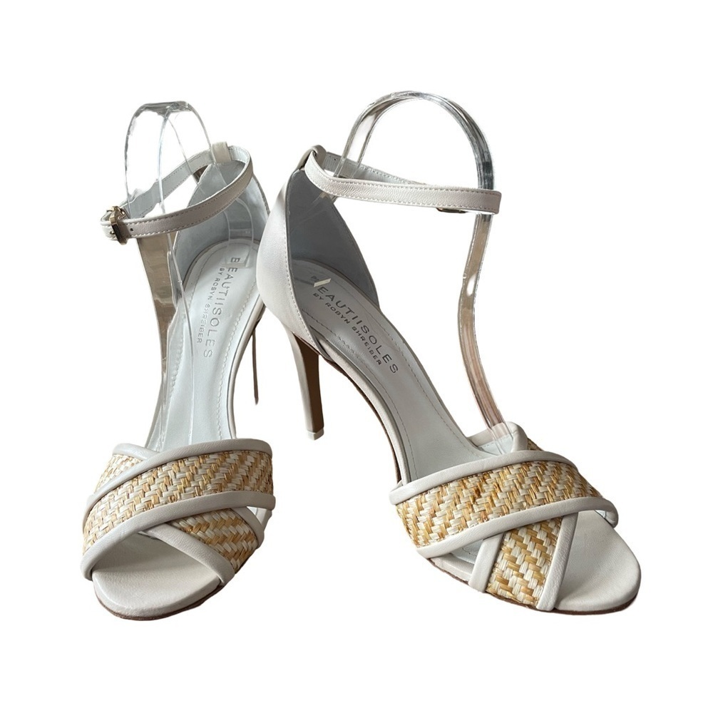 Beautiisoles Dana White And Beige Leather Heels Size 10 — image 3 of 8